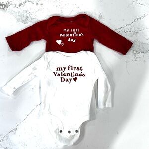 Valentine's Day Kids One Piece Set - Red and White